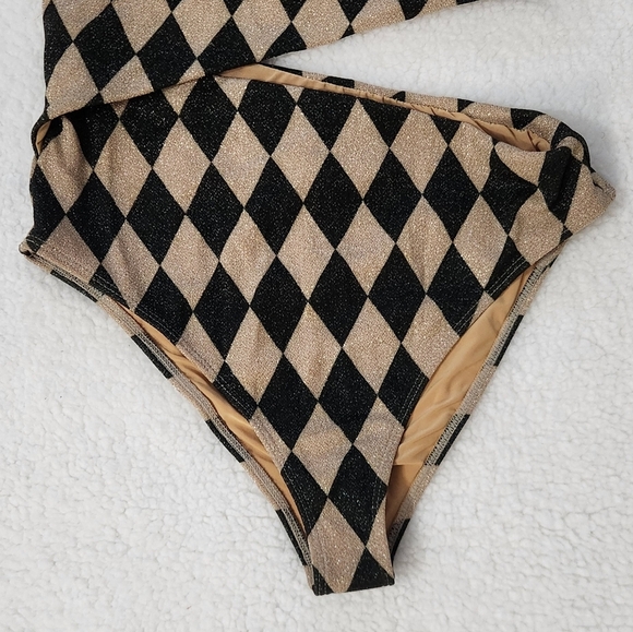 New!Beach Riot Celine One Piece Harlequin Diamond Pattern - Picture 6 of 13